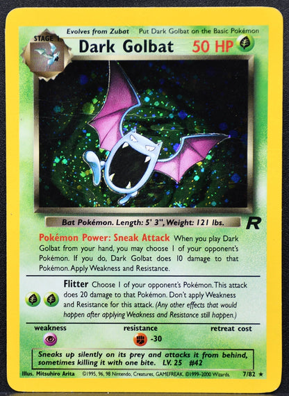 Pokemon TCG Dark Golbat 7/82 Team Rocket Holofoil Damaged