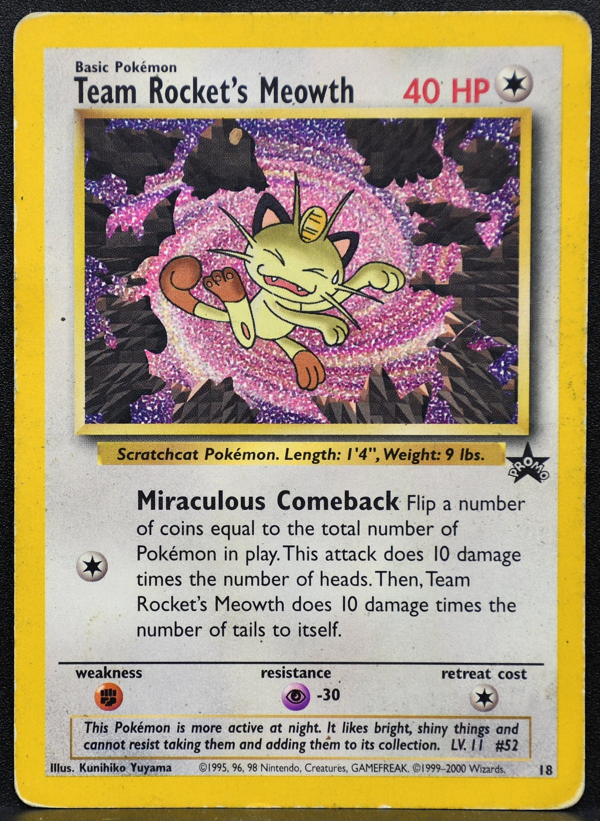 Pokemon TCG Team Rocket's Meowth 18 Promo Black Star Regular HP