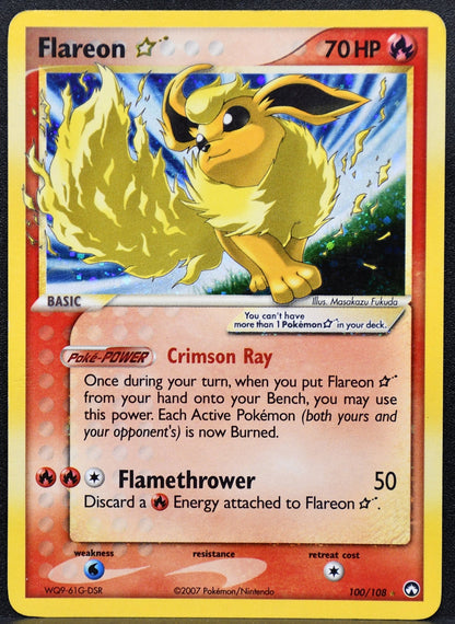 Pokemon TCG Flareon Gold Star 100/108 Ex Power Keepers Holfoil Damaged