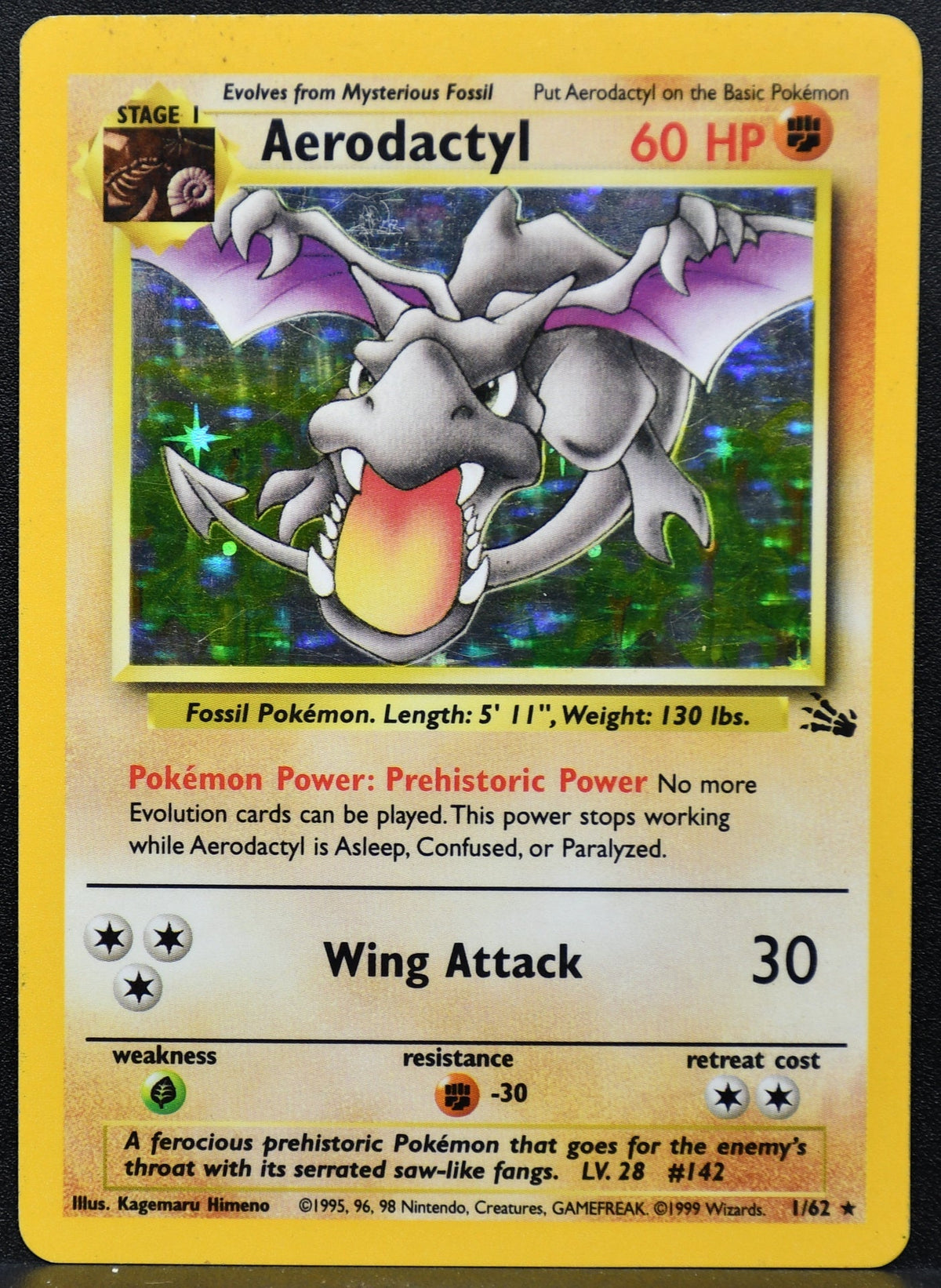 Pokemon TCG Aerodactyl 1/62 Fossil Holofoil MP
