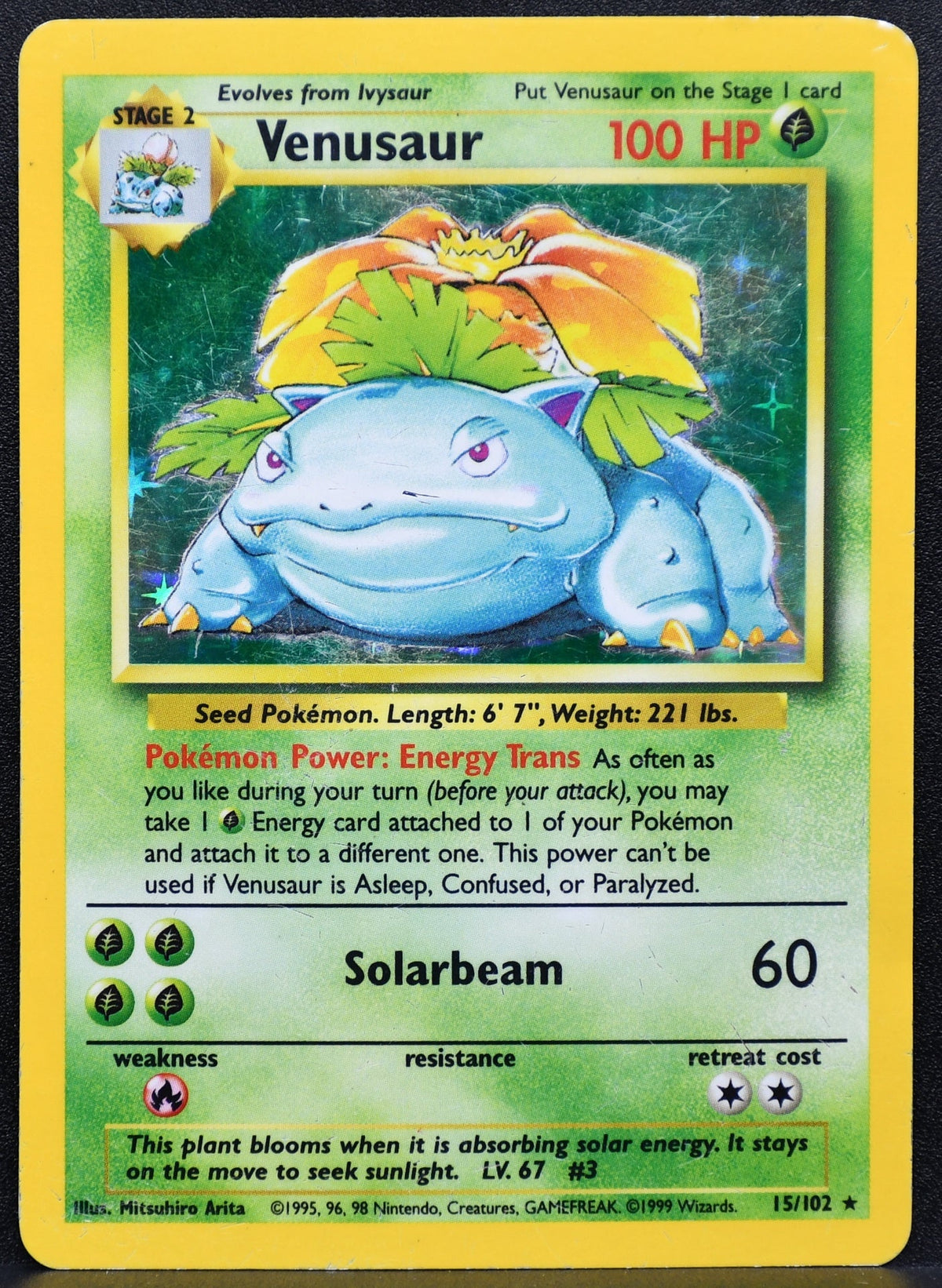 Pokemon TCG Venusaur 15/102 Base Set Holofoil Damaged