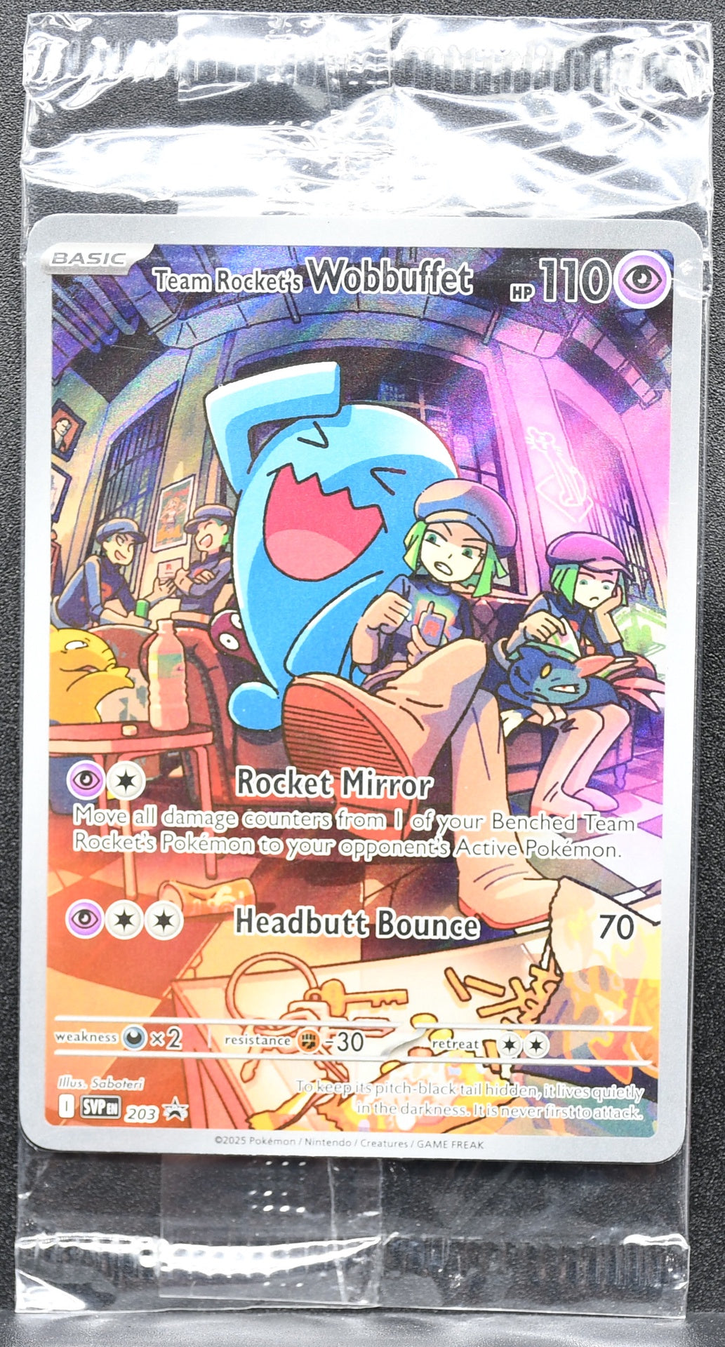 Pokemon TCG Team Rocket's Wobbuffet 203 Black Star Promo Full Art Sealed