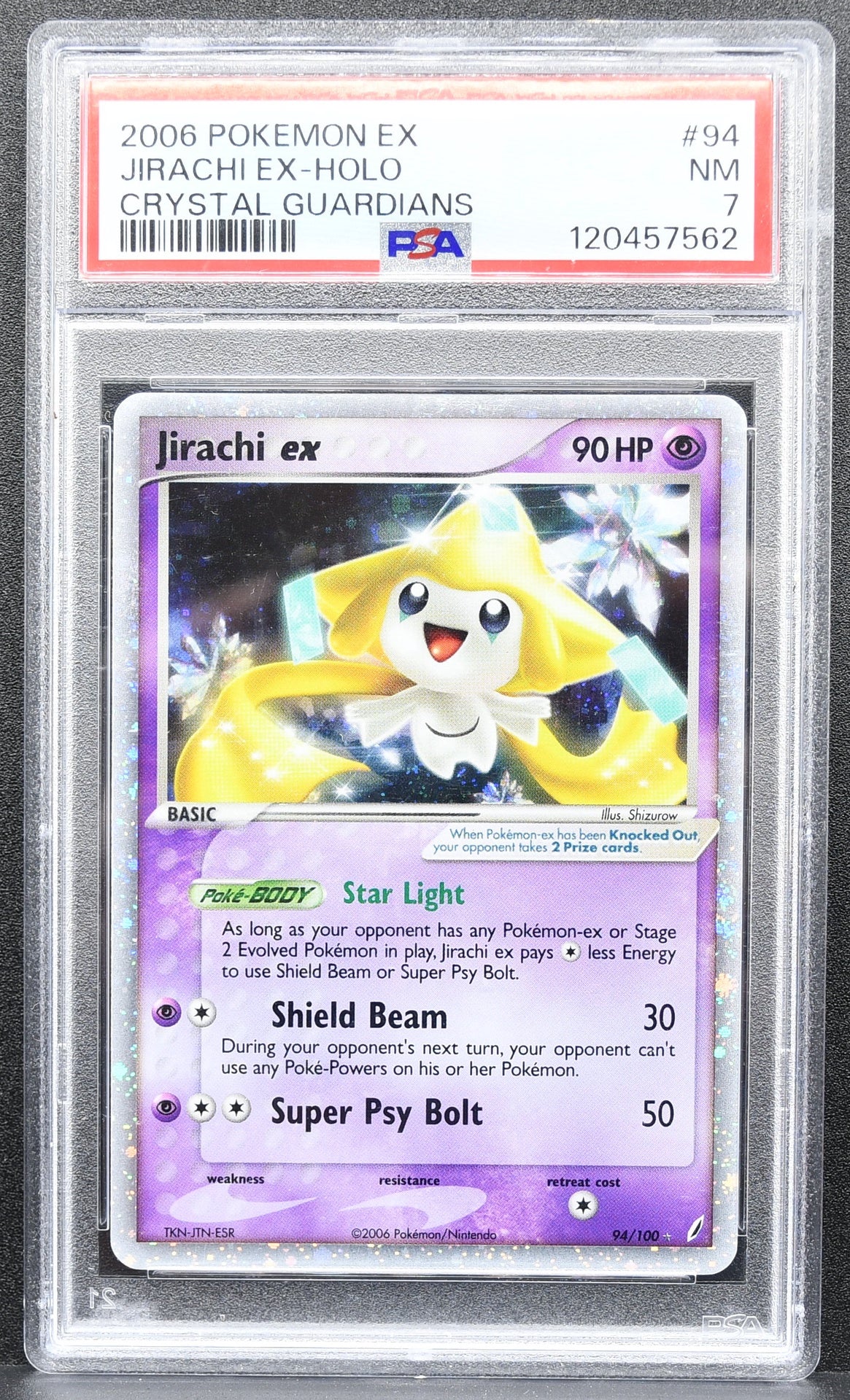 Pokemon TCG Jirachi ex 94/100 Crystal Guardians Holofoil PSA 7