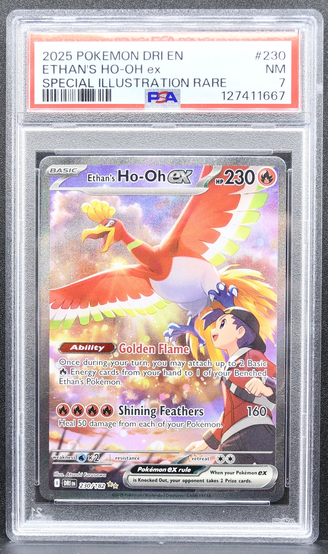 Pokemon TCG Ethan's Ho-Oh ex 230/182 Destined Rivals Full Art PSA 7
