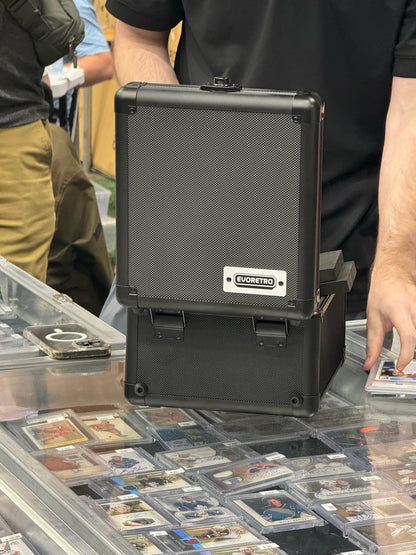 EvoRetro Graded Card Storage Box Heavy Duty 2 Rows Black/aluminum