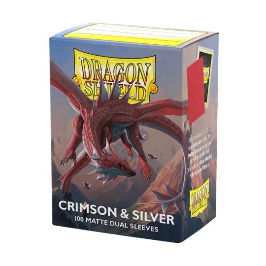 Dragon Shield Sleeves DUal Matte Crimson and Silver 100ct