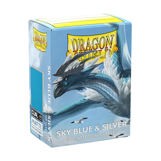 Dragon Shield Sleeves Dual Matte Sky Blue and Silver 100ct