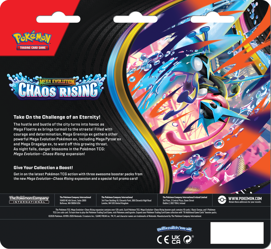 Pokemon TCG ME04 Chaos Rising 3 Pack Blister (EN)