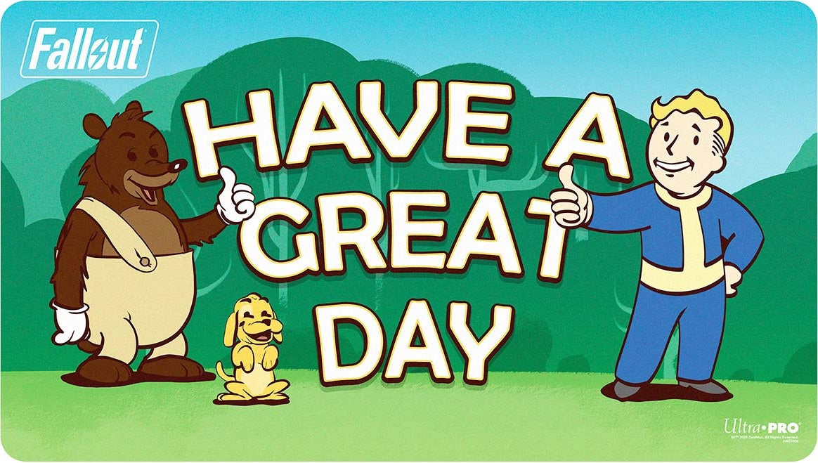 Up Playmat Fallout Vault Boy Have A Great Day