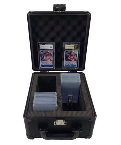 EvoRetro Graded Card Storage Box Heavy Duty 2 Rows Black/aluminum