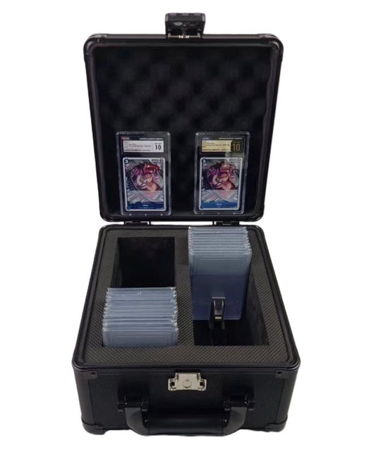 EvoRetro Graded Card Storage Box Heavy Duty 2 Rows Black/aluminum